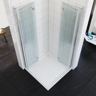 Duschkabine Eckeinstieg Faltbar 180º Falttür Dusche Duschabtrennung 6mm nano Glas H:195cm 90x90cm