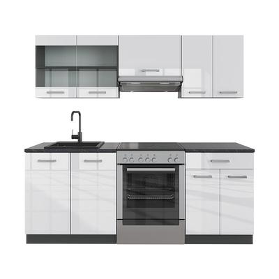 Vicco - Küchenzeile R-Line, Weiß Hochglanz/Anthrazit, 200 cm ohne Arbeitsplatte