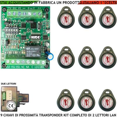 Chiave Elettronica di Prossimità 9 Chiavi tag Due Lettori su Modulo lan Universale 501/503 RJ45