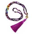 Collier en pierre d'agates violettes naturelles pour femmes et filles 7 chakras Reiki perles