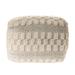 18" Beige and Gray Checkered Wool Square Pouf Ottoman