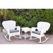 Windsor White Wicker Rocker Chair And End Table Set with Chair Cushion