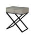 Koda Wooden Side Table Nightstand w/ Glass Top, Drawer and Metal Base