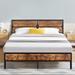 Javlergo Industrial Metal Bed Frame with Wooden Headboard