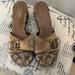 Coach Shoes | Coach Women’s Gold And Tan Suede Platform Wedge Shoe. Gold Hardware. Size 9.5. | Color: Gold/Tan | Size: 9.5