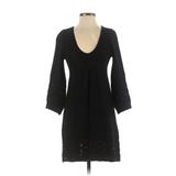 H&M Casual Dress - Sweater Dress V Neck 3/4 Sleeve: Black Dresses - Women's Size X-Small