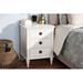 Canora Grey Bouvet French-Inspired Rustic Whitewash Wood 3-Drawer Nightstand Wood in Brown/White | 15.75 H x 19.69 W x 25.59 D in | Wayfair