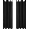 Deconovo Energy Saving Curtains Thermal Insulated Tab Top Blackout Curtains for Boys Bedroom 140x175cm Black ONE Pair