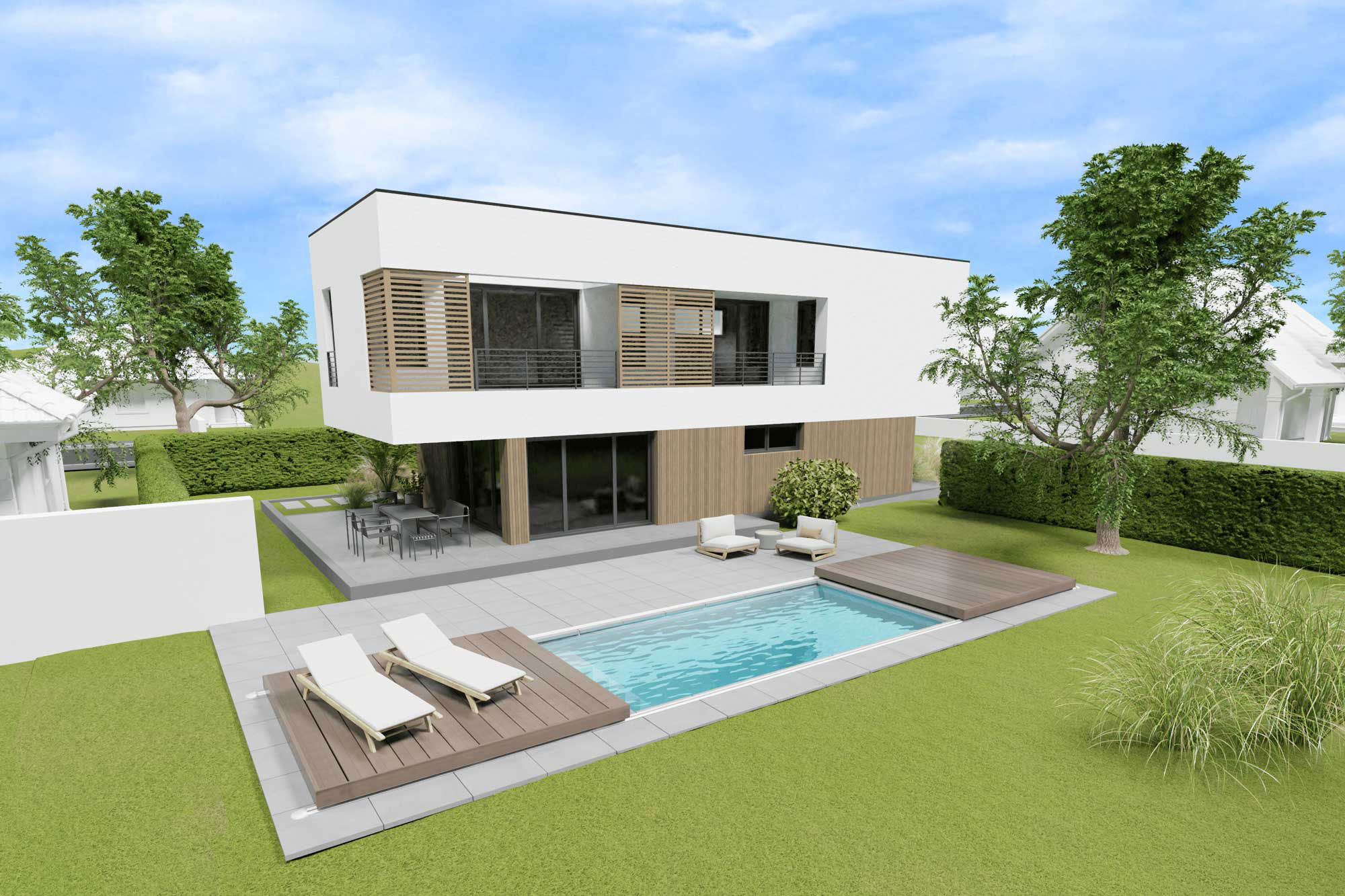 Pool Terrassendeck - begehbare Poolabdeckung SkyCover® Terrace 4.0x8.0m