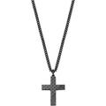 Herren Kette mit Kreuz-Anhänger, Edelstahl/Carbon