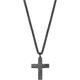 Herren Kette mit Kreuz-Anhänger, Edelstahl/Carbon