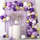 Ballons en latex avec confettis en métal violet or blanc décorations de fête d'anniversaire