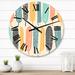 Designart 'Multi Color Geometric Leaves Shapes I' Mid-Century Modern wall clock