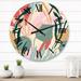 Designart 'Green Modern Floral Leaves II' Traditional wall clock