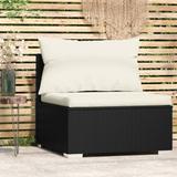 vidaXL Patio Ottoman Outdoor Footstool Wicker Footrest with Cushion PE Rattan