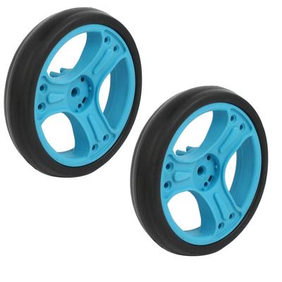 2pcs 150mm Dia Plastic Single Wheel Pulley Rolling Roller Blue 8mmx25mm - Black, Blue