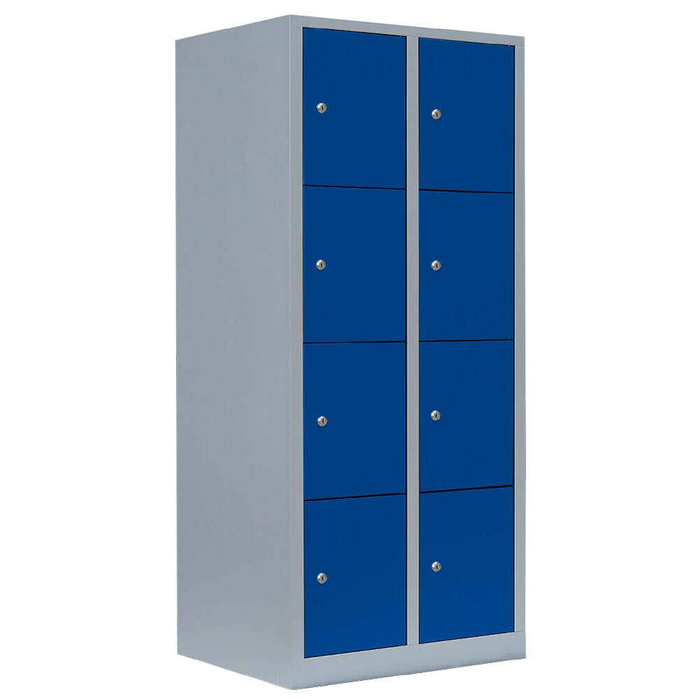 Lüllmann® Schließfachschrank, 2 Abteile, 8 Fächer, 1800 x 800 x 500 mm, lichtgrau/enzianblau Image
