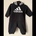 Adidas One Pieces | Adidas Black 3 White Stripes And Logo On Chest, Zipper To Ankle, 3 Mon | Color: Black/White | Size: 3mb