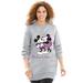 Plus Size Women's Disney Women's Long Sleeve Fleece Sweatshirt Mickey Mouse and Minnie Mouse Kiss by Disney in Heather Grey Mickey Kiss (Size 2X)