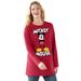 Plus Size Women's Disney Women's Long Sleeve Crew Tee Mickey Mouse Standing by Disney in Classic Red Mickey (Size 1X)