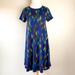 Lularoe Dresses | Nwot Lularoe Blue Leaf Feather Patterned Carly Casual Dress Xxs | Color: Blue | Size: Xxs