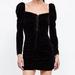 Zara Dresses | Nwot Zara Ruched Velvet Dress Lace Up Small | Color: Black | Size: S