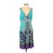 Shoreline Casual Dress Plunge Sleeveless: Blue Dresses - Women's Size Small