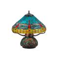 "17""H Tiffany Dragonfly w/Tiffany Mosaic Base Table Lamp - Meyda Lighting 27159"