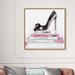 Oliver Gal Black Shoe & Pink Lady Books - Painting on Canvas in Black/Pink/White | 41 H x 41 W x 2 D in | Wayfair 17004_40x40_CANV_PSGLD
