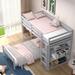 Emeteria Twin over Twin L-Shaped Bunk Beds w/ Bookcase by Harriet Bee Wood in Gray | 58.5 H x 44 W x 79.5 D in | Wayfair