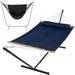 Arlmont & Co. Kadein Double Spreader Bar Hammock w/ Stand Polyester in Blue | 46.5 H x 36.6 W x 146 D in | Wayfair 8331225FECD84BF8844BD84C0D40F480