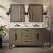 Red Barrel Studio® Parisian 60" Double Bathroom Vanity Set 36.5 H x 60.0 W x 23.0 D in white/brownWood/Marble in Gray Oak/Matte Black | Wayfair