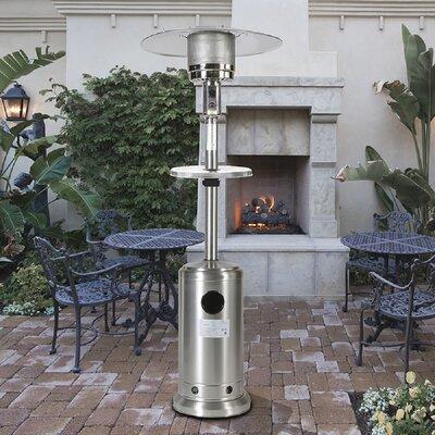 Arlmont & Co. Kolossi 46000 Btu Mushroom Outdoor Patio Heater, w/ Two Smooth-rolling Wheels, with Hose Set, with Black Cover, with Round Side Table | Wayfair