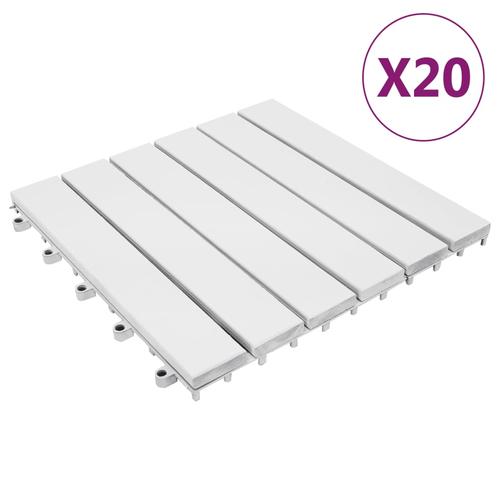 vidaXL Terrassenfliesen 20 Stk. Weiß 30×30 cm Massivholz Akazie