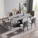 71"Hobart Modern Dining Table with Black Rectangular Sintered Stone Tabletop, X-Cross Carbon Steel Leg