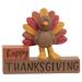 Happy Thanksgiving Resin Block w/Turkey - 3.00"H X 1"W X 3.50"L