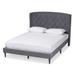 Joanna Modern and Contemporary Velvet Fabric Upholstered and Dark Brown Finished Wood Platform Bed