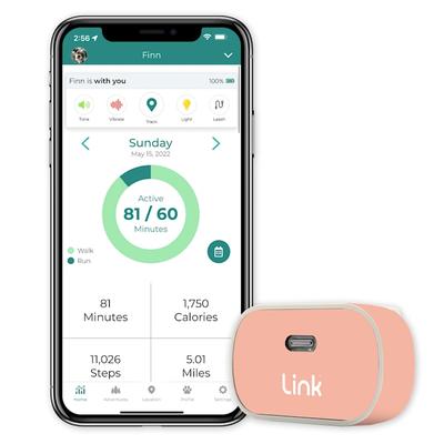 Link My Pet GPS Dog Tracker + Activity Monitor with Pink Wrap