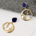 Anthropologie Jewelry | Anthropologie ‘I’m Over The Moon For You’ Earrings | Color: Blue/Gold | Size: Os