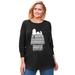 Plus Size Women's Peanuts Women's Long Sleeve Crew Tee Snoopy Leopard House by Peanuts in Black Leopard Snoopy (Size 2X)