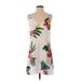 Shein Casual Dress - Mini Plunge Sleeveless: White Floral Dresses - Women's Size X-Small