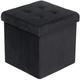 Tabouret Pouf - 38x38x38cm -velours-NOIR- Pouf Rangement - Coffre de Rangement - Banc de Rangement