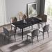 71" Modern Rectangular Black Dining Table with Sintered Stone Top and Carbon Steel Legs