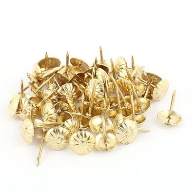 7/16-inch Dia Chrysanthemum Nail Pushpin Upholstery Thumb Tack Gold Tone 60pcs - Gold Tone