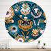 Designart 'Blue Modern Floral Leaves II' Traditional wall clock