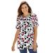 Plus Size Women's Disney Women's Short Sleeve Crew Tee Mickey Mouse All Over Print by Disney in White Heads Print (Size 2X)