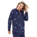 Plus Size Women's Disney Women's Zip Up Fleece Hoodie Stitch All Over Print by Disney in Navy Allover Stitch (Size 1X)