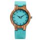 Turquoise Blue Wood Watch Fashion Women Quartz Wooden Watches Modern Bamboo Watch Lady Leather Band Clock Top Gifts Luxury,for Women