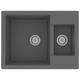 Tidyard Kitchen Sink with Overflow Hole Double Basins Grey Granite Inset Square Kitchen Sinks