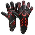 Renegade GK Apex Phoenix Professional Strapless Goalie Gloves | 4mm EXT Contact Grip | Black & Red Football Goal Keeper Gloves (Size 11, Mens, Womens, Neg. Cut, Level 5.5)